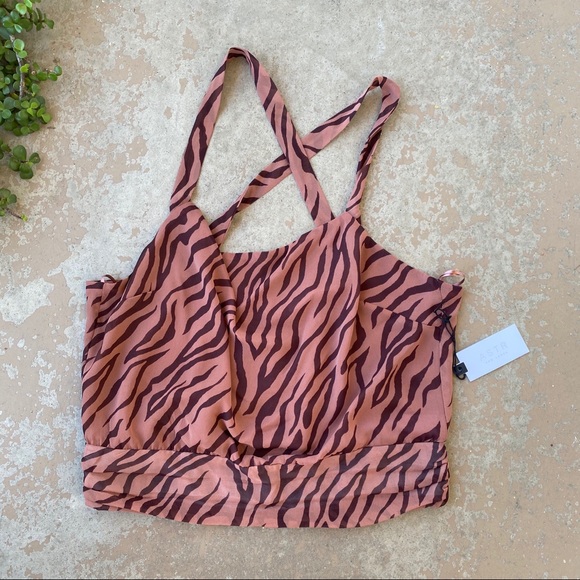 Astr Tops - ASTR the Label Crossback Tiger Print Crop Tank Top